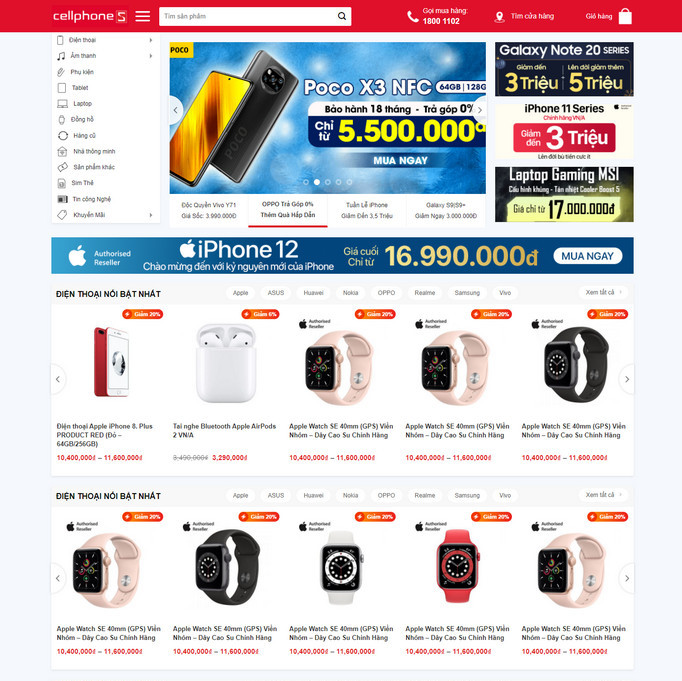 Mẫu website bán điện thoại chuẩn SEO