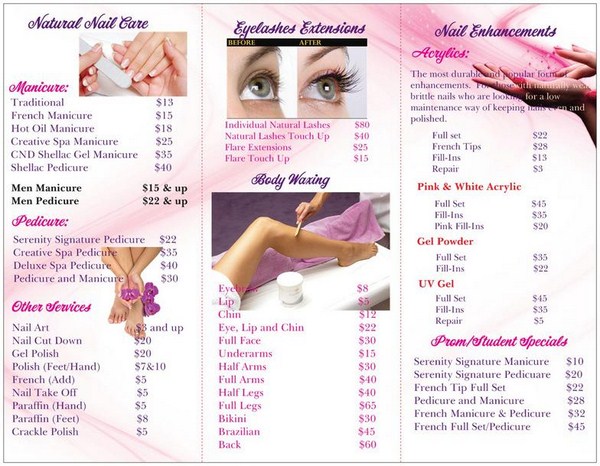 Mẫu thiết kế brochure tiệm nails tone màu hồng nữ tính