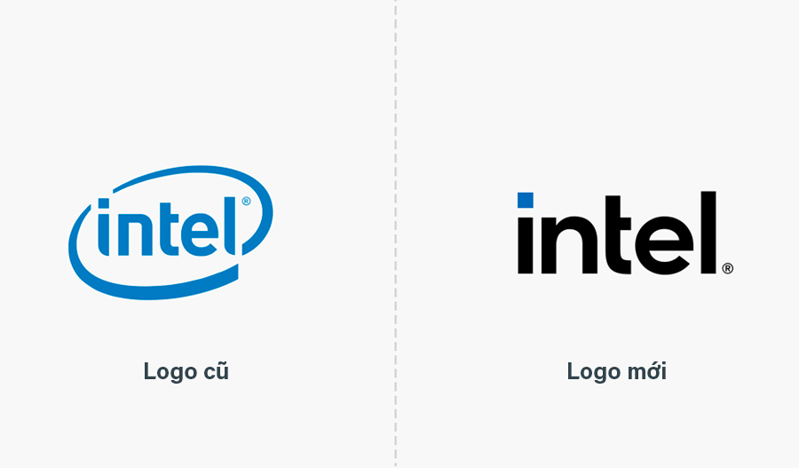 Logo cũ và logo thiết kế lại của Intel