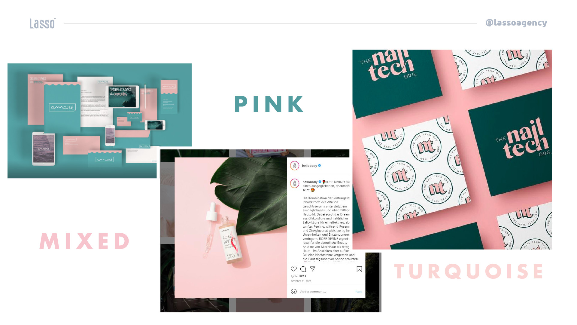 Ý tưởng thiết kế logo hồng và xanh ngọc pastel