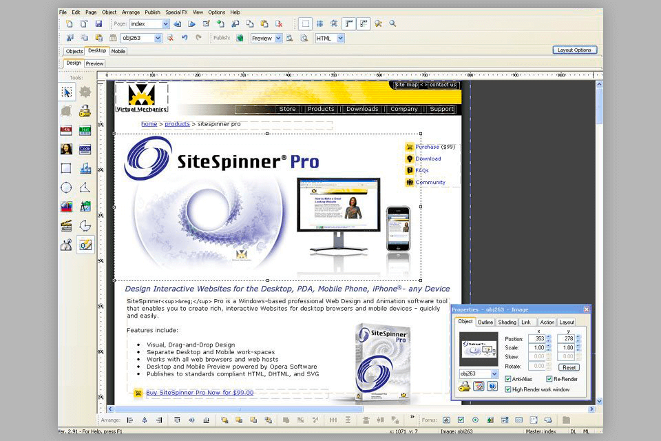 SiteSpinner Pro là một phần mềm thiết kế website chuyên nghiệp nhận được nhiều phản hồi tích cực từ người dùng